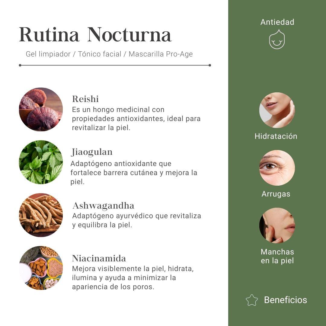 Rutina Nocturna Antiedad con Reishi, Jiaogulan, Ashwagandha y Niacinamida