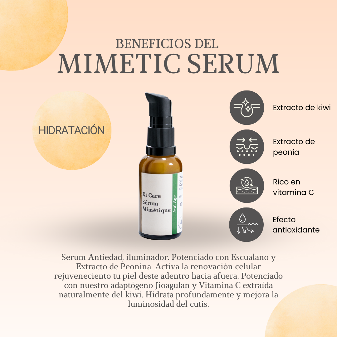 Mimetic Serum 30ml. Piel Revitalizada y Radiante_Ki-Care_Beneficios