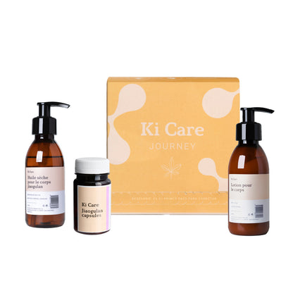Ki Care Journey: Capsulas de Jiaogulan, Aceite Seco y Loción Corporal